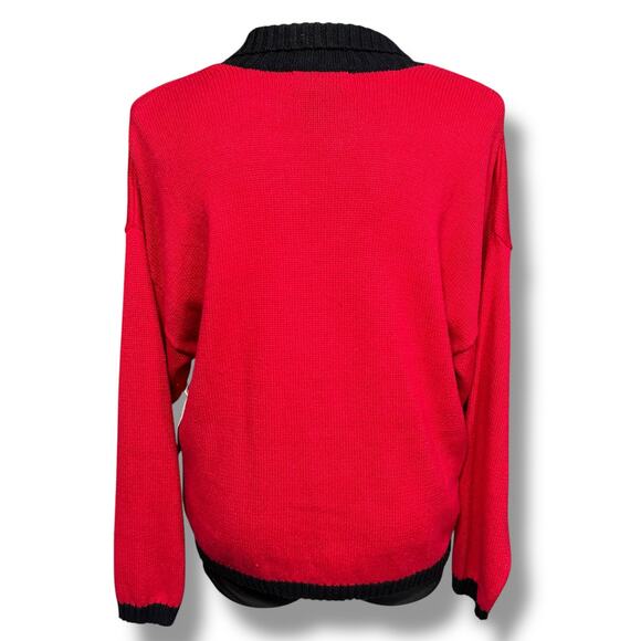 Vintage Timber Lea Womens Sweater Cardigan Collared Button Down Dog Theme Red 2X - Picture 4 of 14
